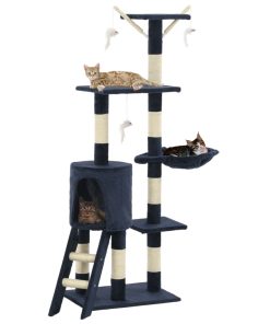 Albero Per Gatti Con Tiragraffi In Sisal 138 Cm Blu Scuro