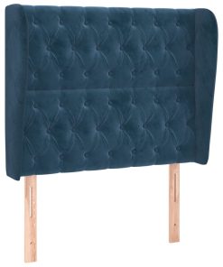 Testiera Ad Orecchio Blu Scuro 93x23x118/128 Cm In Velluto