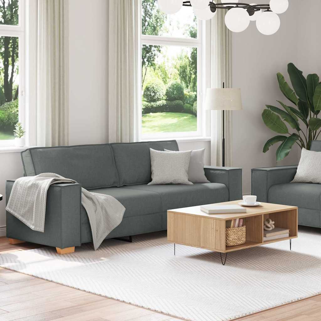 Set Di Divani 2 Pz Con Cuscini Grigio Scuro In Tessuto - Image 6