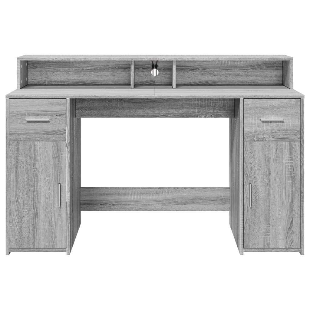 Scrivania Con Luci Led Grigio Sonoma 140x55x91cm In Multistrato - Image 5