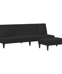 Set Di Divani 2 Pz Con Cuscini Nero In Velluto