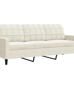 Set Di Divani 2 Pz Con Cuscini E Rinforzi Crema In Velluto