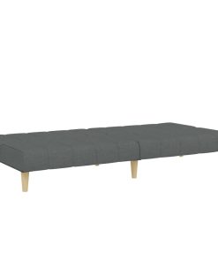 Divano Letto 2 Posti Con Poggiapiedi Grigio Scuro In Tessuto