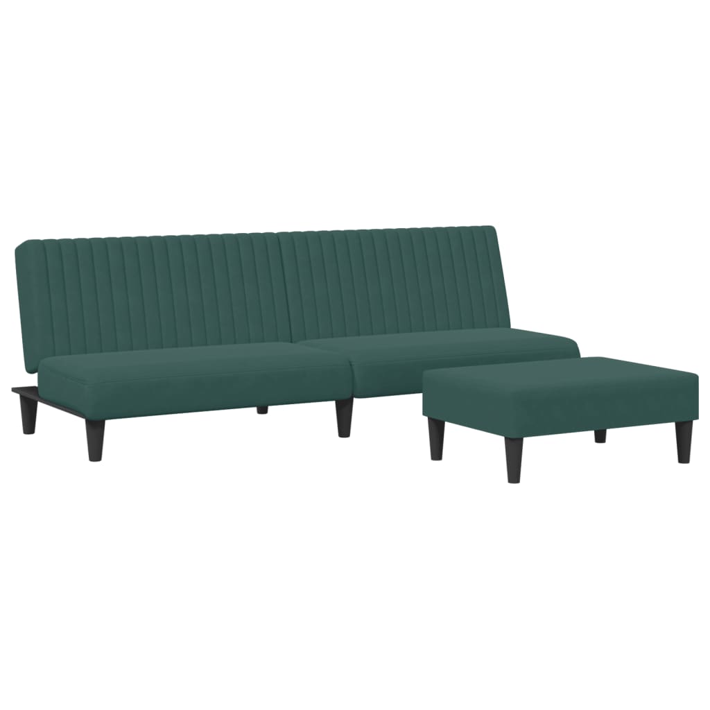 Set Di Divani 2 Pz Verde Scuro In Velluto