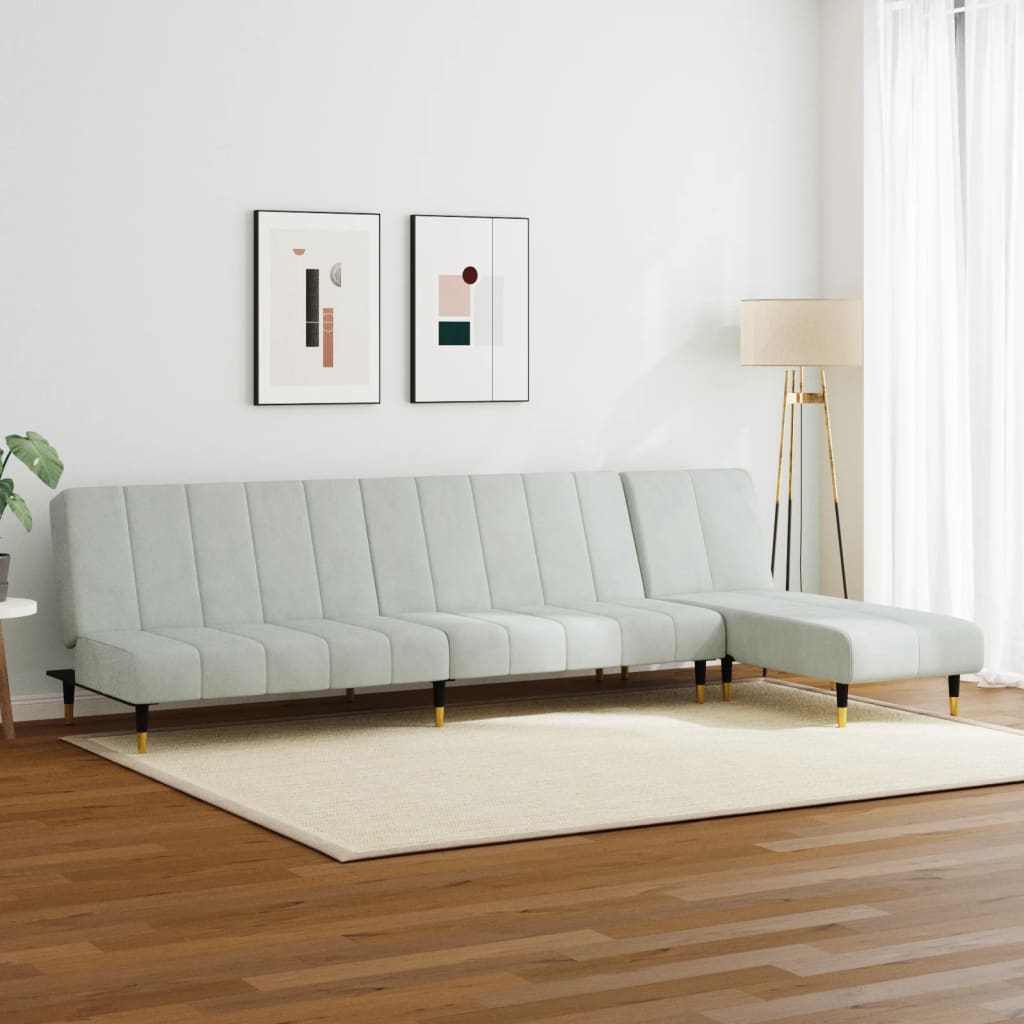 Set Di Divani 2 Pz Grigio Chiaro In Velluto