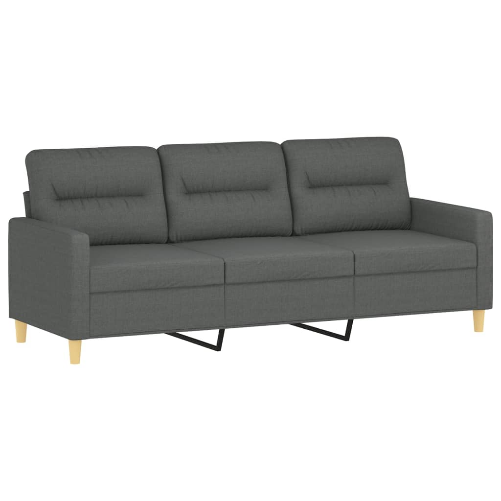 Set Di Divani 2 Pz Con Cuscini Grigio Scuro In Tessuto - Image 6