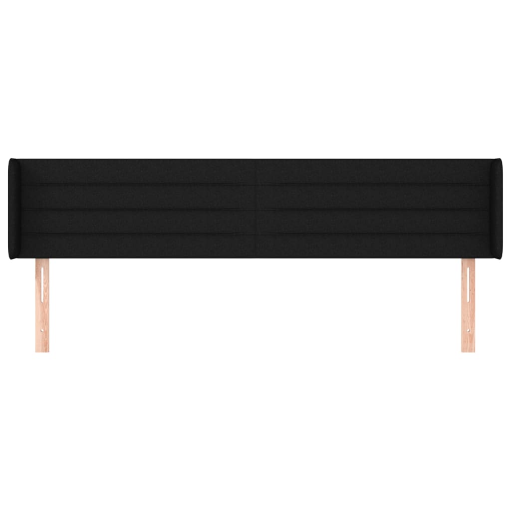 Testiera Ad Orecchio Nera 163x16x78/88 Cm In Tessuto