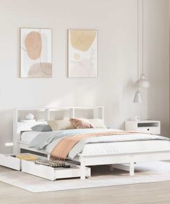 Letto Libreria Senza Materasso Bianco 135x190 Cm Legno Di Pino