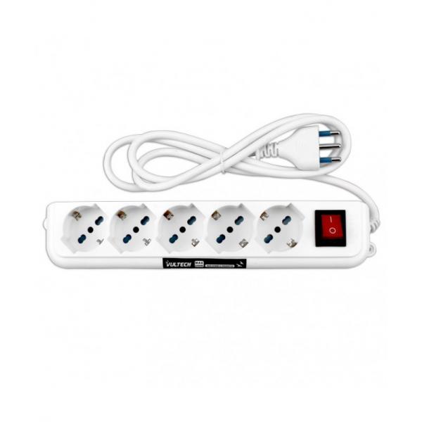 Vultech MU-01 - Multipresa Bipasso 5 Ingressi Con Tasto On/off