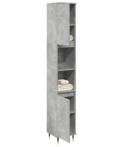Armadietto Bagno Grigio Cemento 30x30x190 Cm Legno Multistrato