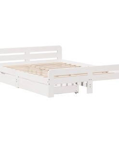 Letto Senza Materasso Bianco 140x190 Cm Legno Massello Di Pino