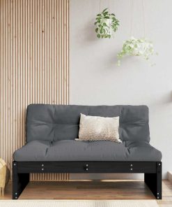 Divano Centrale 120x80 Cm In Legno Massello Di Pino Nero