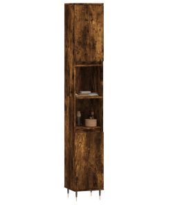 Armadietto Bagno Rovere Fumo 30x30x190 Cm In Legno Multistrato