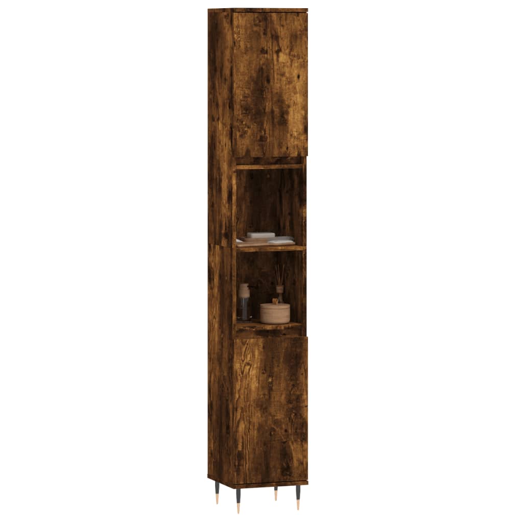 Armadietto Bagno Rovere Fumo 30x30x190 Cm In Legno Multistrato