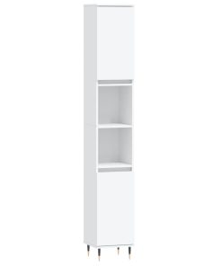 Armadietto Da Bagno Bianco 30x30x190 Cm In Legno Multistrato