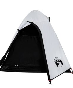 Tenda Campeggio A Cupola 2 Persone Bianca Tessuto Impermeabile