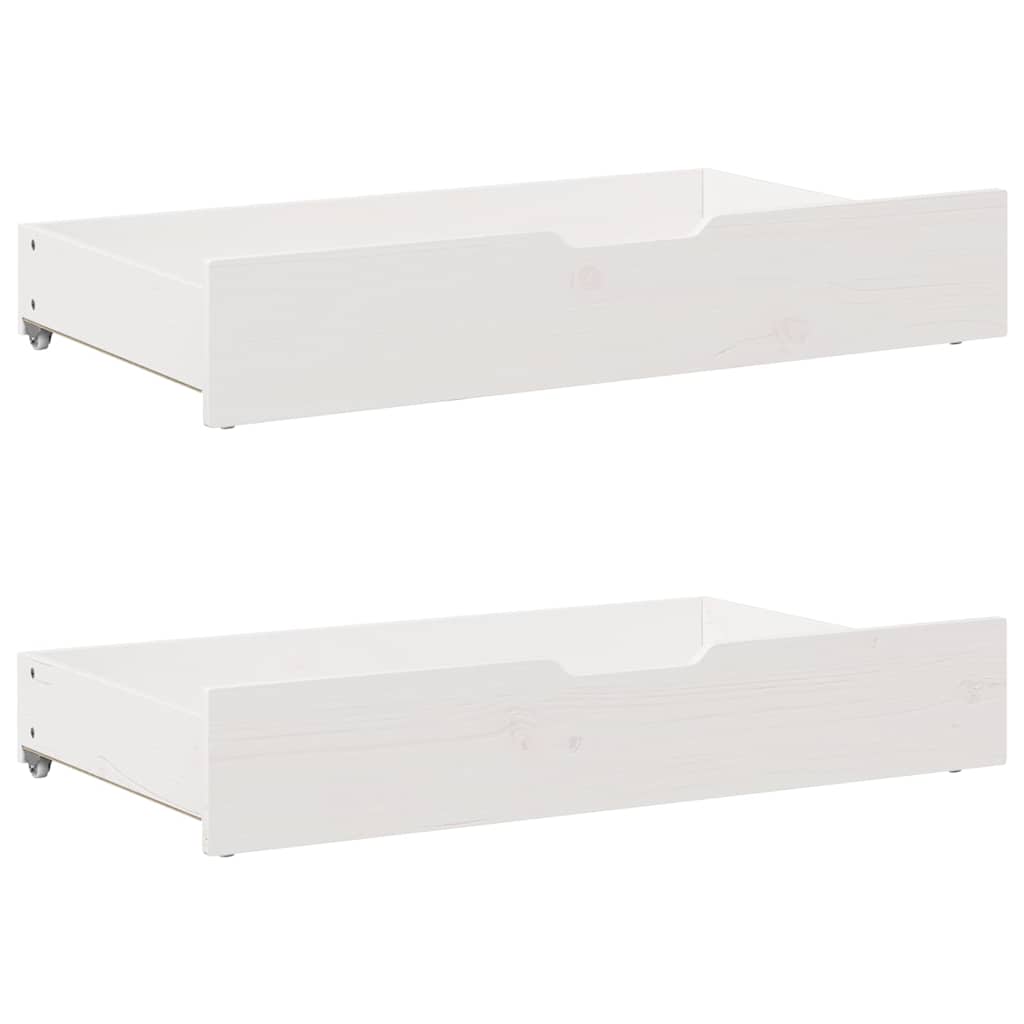 Cassettoni Da Letto 2 Pz Bianchi 90x55x17cm Legno Massello Pino