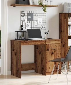 Scrivania Legno Antico 100x50x76 Cm In Legno Multistrato