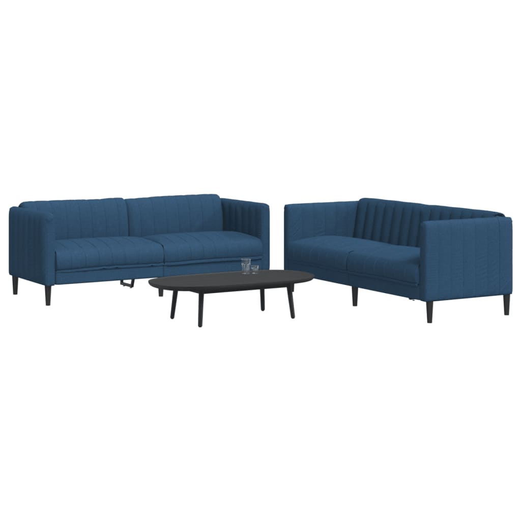 Set Di Divani 2 Pz Blu In Tessuto