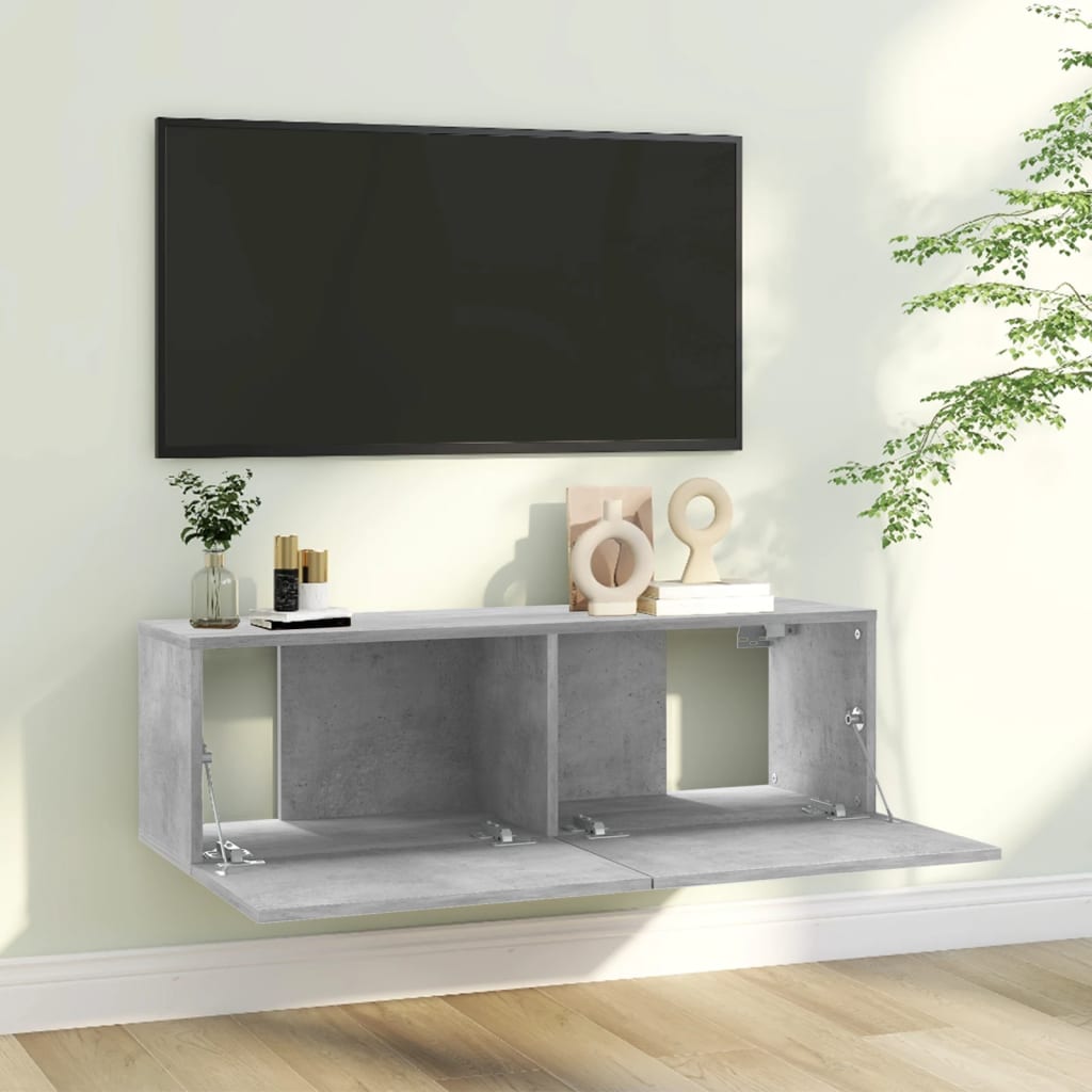 Mobile Porta Tv Grigio Cemento 100x30x30cm In Legno Multistrato - Image 5