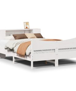 Letto Senza Materasso Bianco 140x190 Cm Legno Massello Di Pino