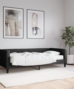 Divano Letto Con Materasso Nero 90x200 Cm In Tessuto