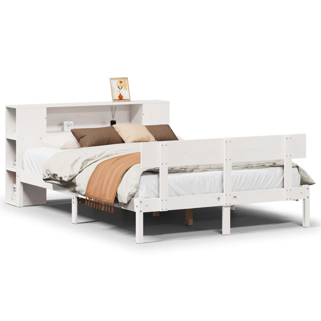 Letto Libreria Senza Materasso Bianco 120x200 Cm Legno Di Pino