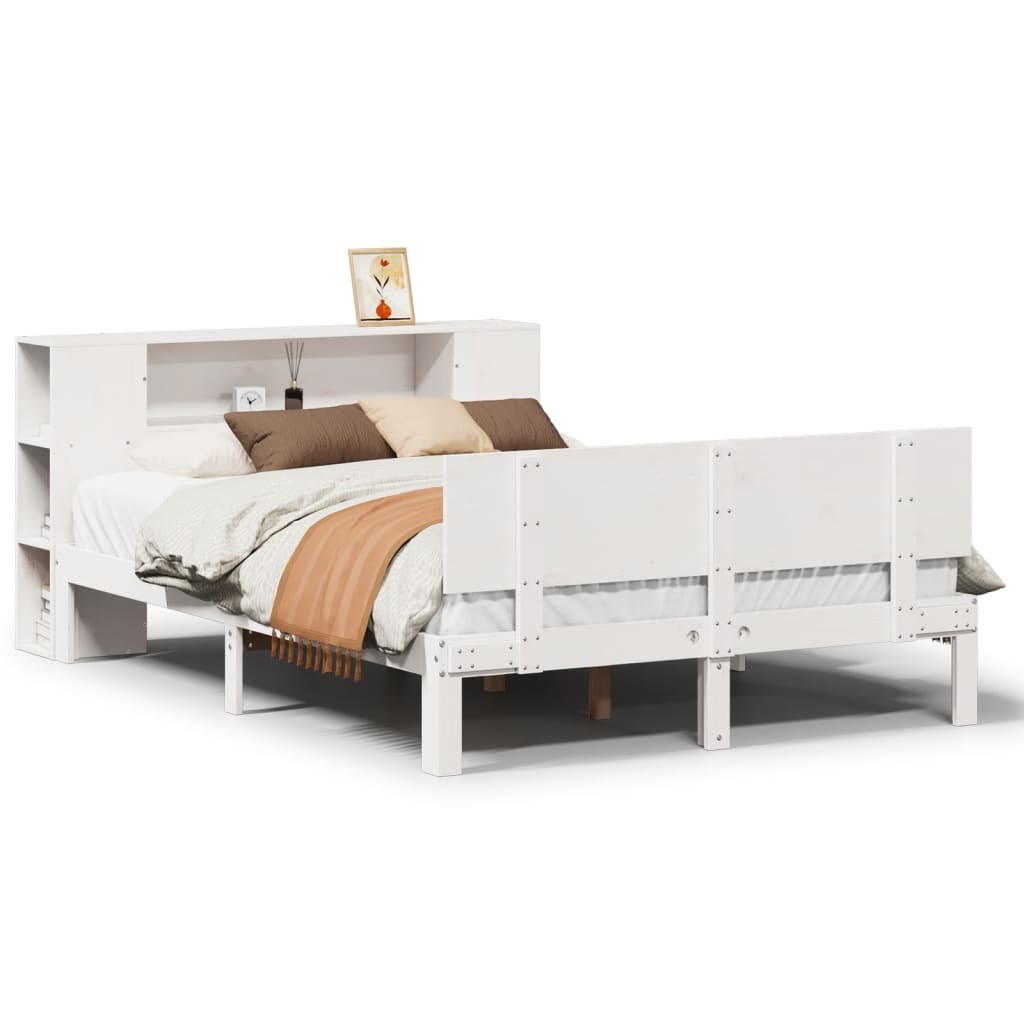 Letto Libreria Senza Materasso Bianco 140x190 Cm Legno Di Pino