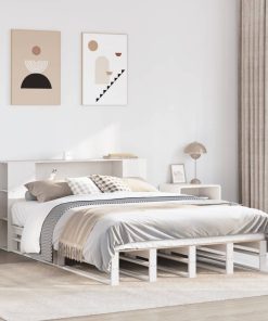 Letto Libreria Senza Materasso Bianco 120x200 Cm Legno Massello