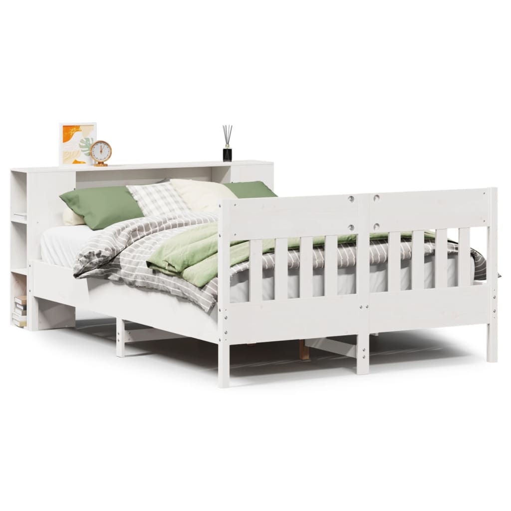 Letto Libreria Senza Materasso Bianco 120x190 Cm Legno Di Pino