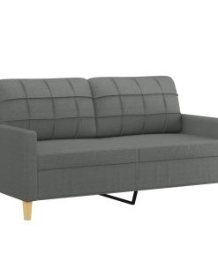 Set Di Divani 3 Pz Con Cuscini Grigio Scuro In Tessuto
