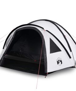 Tenda Campeggio A Cupola 4 Persone Bianca Tessuto Impermeabile