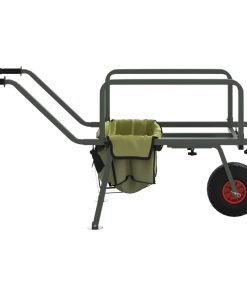 Carrello Da Pesca Verde Con Ruota Acciaio Verniciato A Polvere