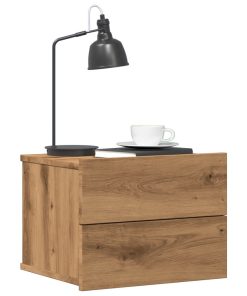 Comodini A Muro 2 Pz Rovere Artigianale 40x32x30 cm