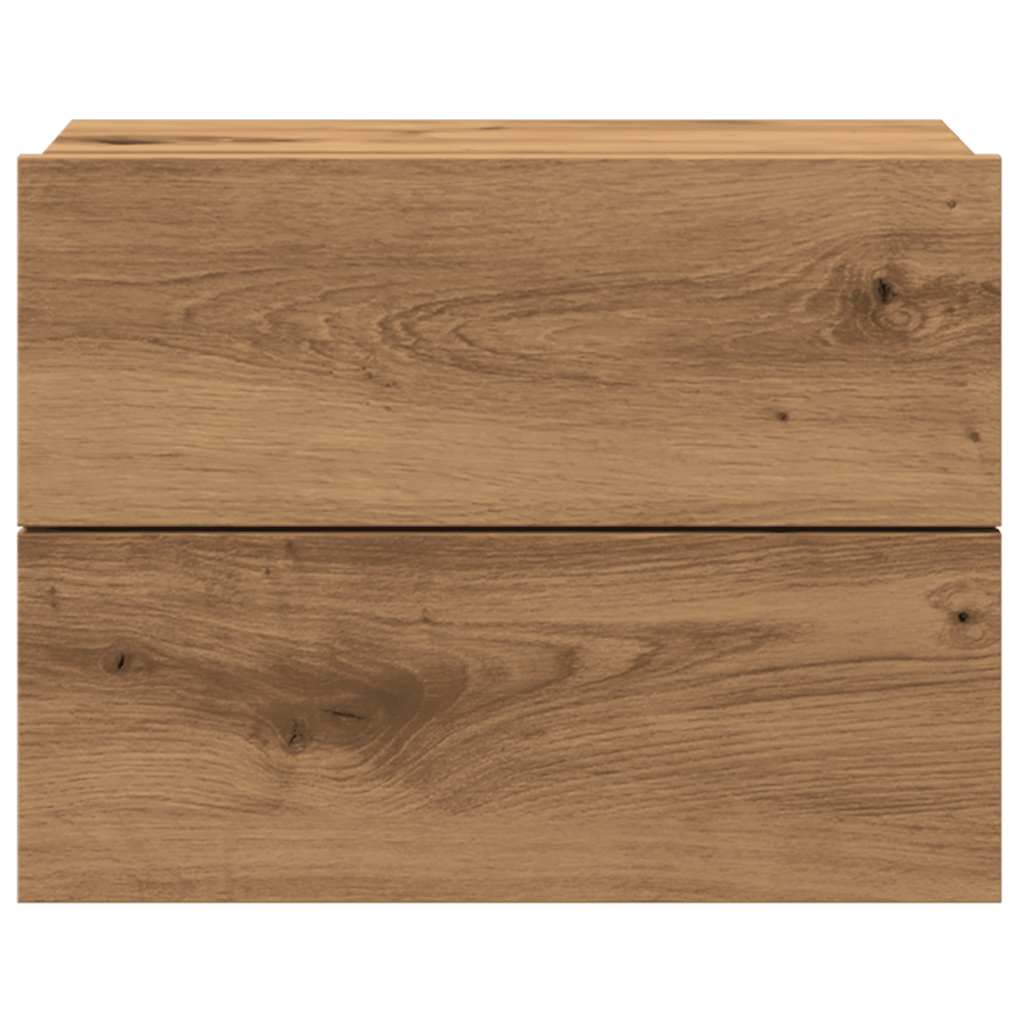 Comodini A Muro 2 Pz Rovere Artigianale 40x32x30 cm - Image 6