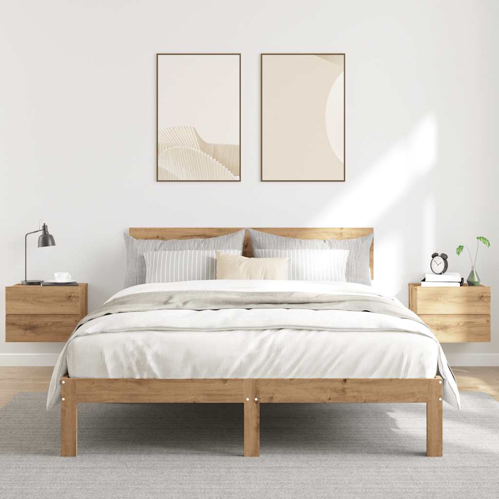 Comodini A Muro 2 Pz Rovere Artigianale 40x32x30 cm - Image 3