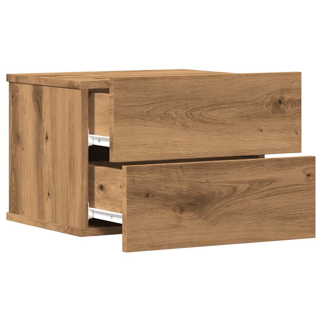 Comodini A Muro 2 Pz Rovere Artigianale 40x32x30 cm - Image 5