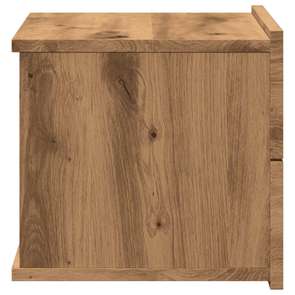 Comodini A Muro 2 Pz Rovere Artigianale 40x32x30 cm - Image 2