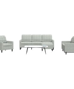 Set Di Divani 4 Pz Con Cuscini Grigio Chiaro In Velluto