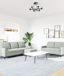 Set Di Divani 3 Pz Con Cuscini Grigio Chiaro In Velluto