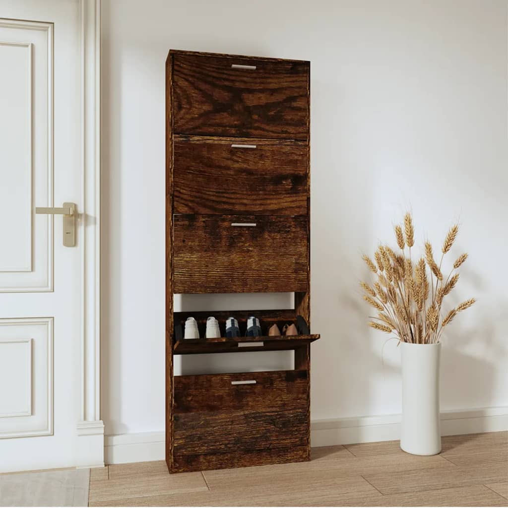 Scarpiera Rovere Fumo 59x17x169 Cm In Legno Multistrato - Image 4