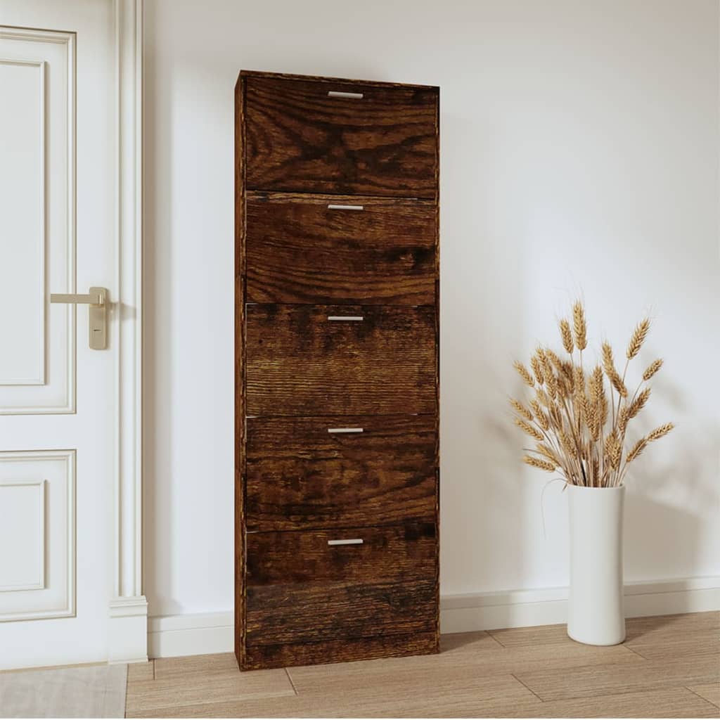 Scarpiera Rovere Fumo 59x17x169 Cm In Legno Multistrato