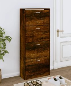 Scarpiera Rovere Fumo 63x24x147 Cm In Legno Multistrato