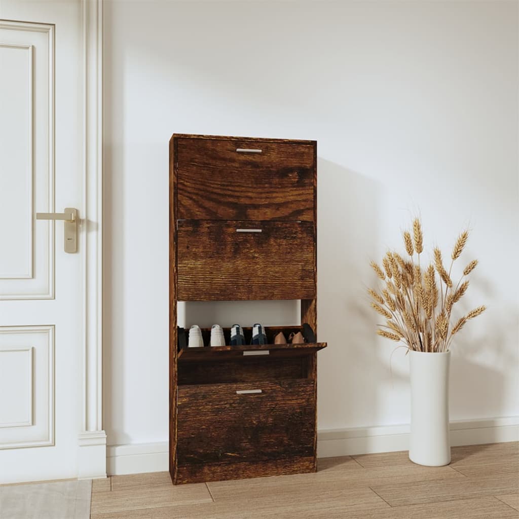 Scarpiera Rovere Fumo 59x17x150 Cm In Legno Multistrato - Image 4