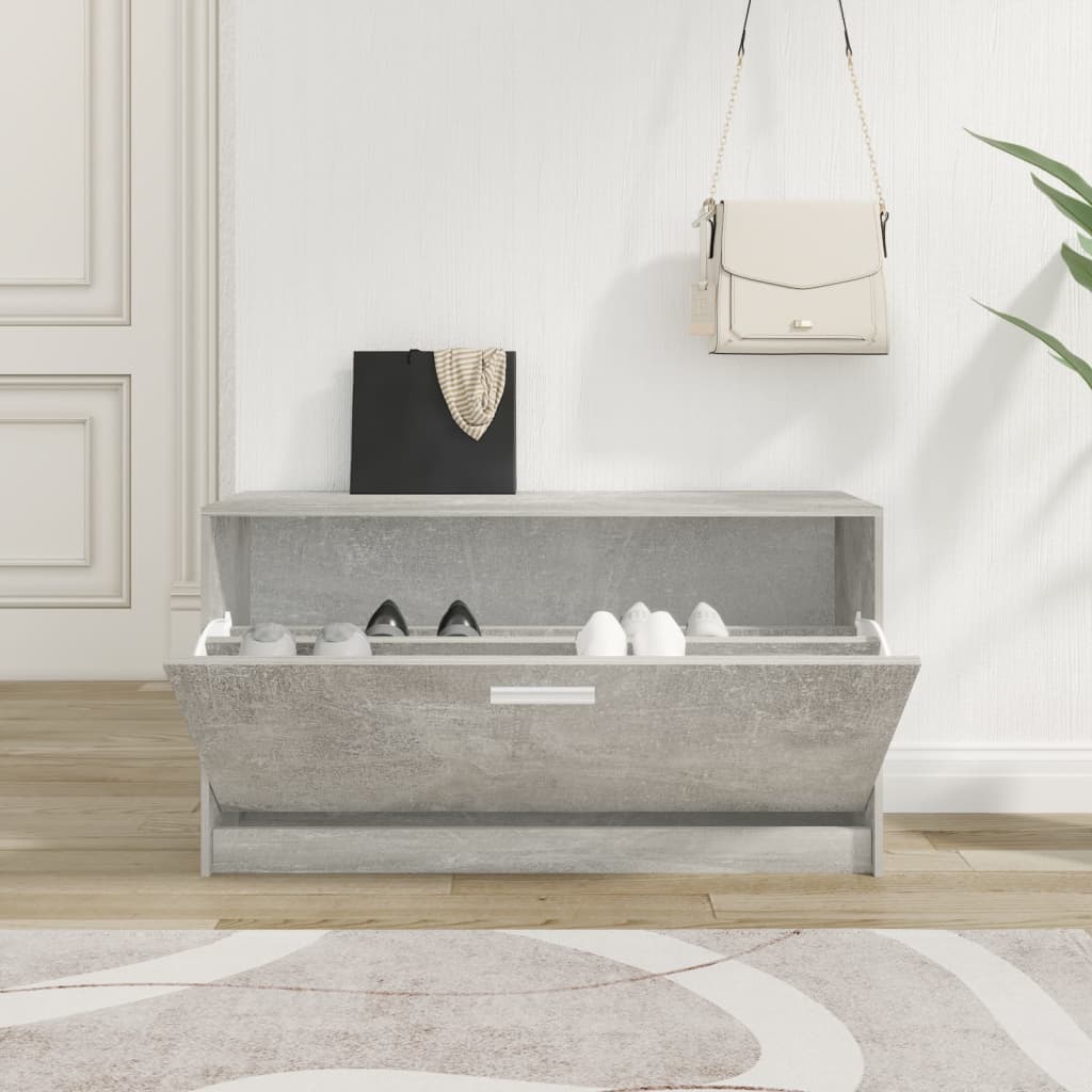 Scarpiera Grigio Cemento 80x24x45 Cm In Legno Multistrato