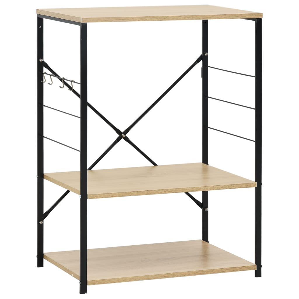 Mobile Microonde Nero E Rovere 60x39,6x79,5cm Legno Multistrato