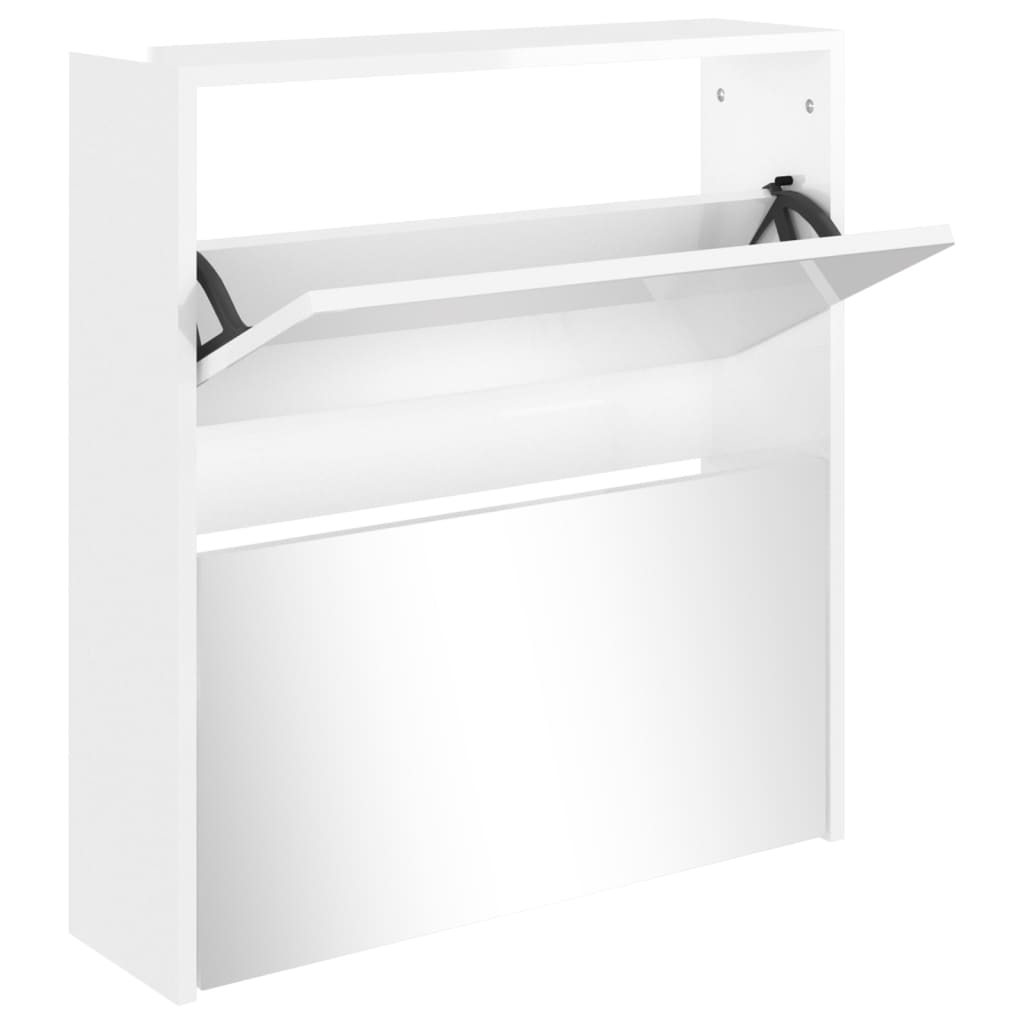 Scarpiera Con Specchio A 2 Livelli Bianco Lucido 63x17x67 cm - Image 3