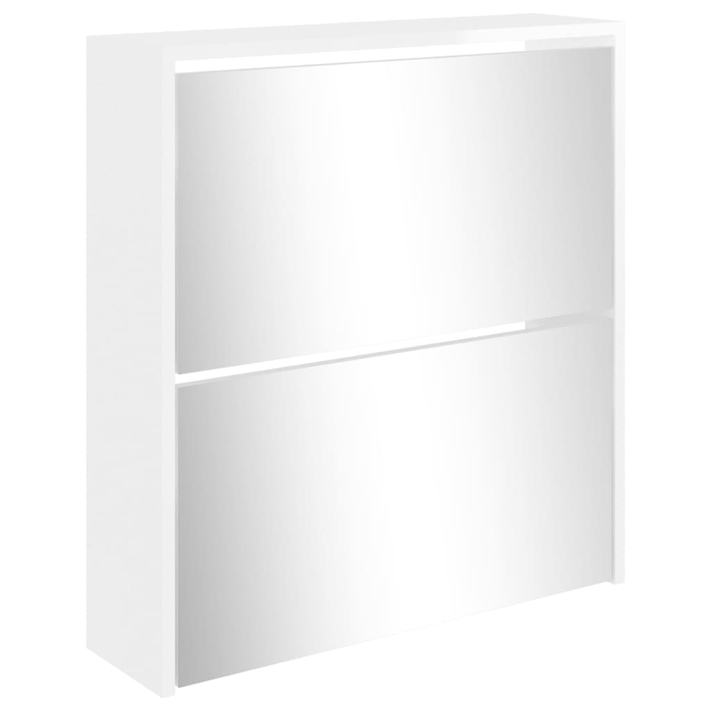 Scarpiera Con Specchio A 2 Livelli Bianco Lucido 63x17x67 cm - Image 5