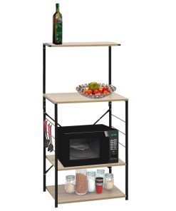 Mobile Microonde Nero E Rovere 60x39,6x123cm Legno Multistrato
