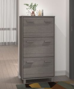 Scarpiera Hamar Grigio Chiaro 59,5x35x117 Cm In Legno Di Pino